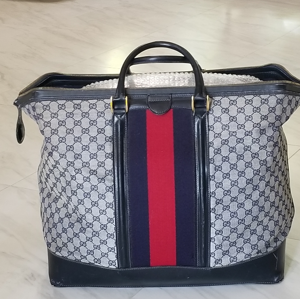 Fabulous Rare Vintage Gucci web travel weekender Boston Train Case luggage bag - Picture 5 of 16